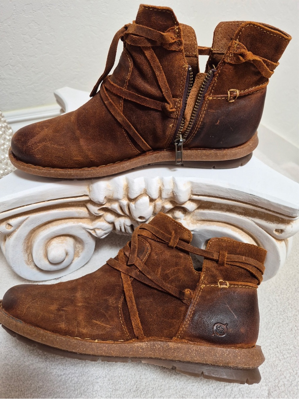 Born Brown Suede Chukka Boots with Wrap Straps